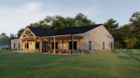 small metal house one level|1 level barndominium plans.